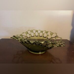 Vintage Westmoreland Emerald Green Lattice Edge Bowl